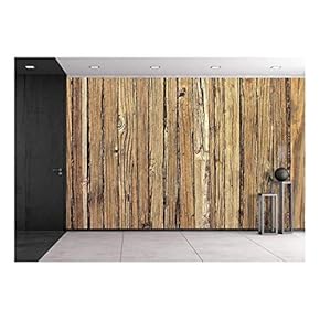 Old Weathered Wood Background and Natural Distressed Antique Planks - Removable Wall Mural | Self-Adhesive Large Wallpaper - 66x96 inches