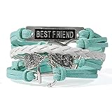 HITOP Jewelry Mens Womens Leather Bracelet, Vintage Anchor Owl Best Friend Charm Bangle, Yellow