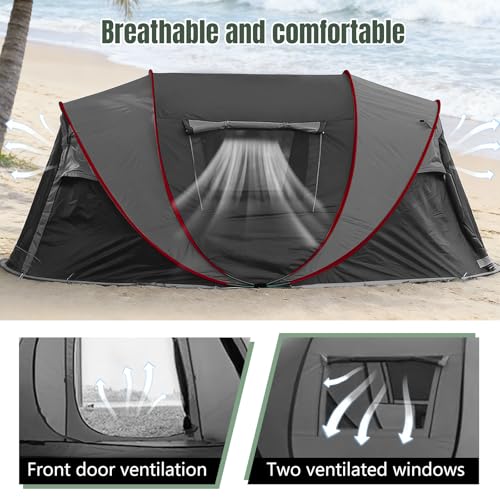 Camping Tent, Pop Up Tent, 4-5 People, Automatic Pitch Tent in 3 Seconds, Throwing Tents, Waterproof Sun Protection, Family Tent, Portable Lightweight Dome Tent for Outdoor Camping