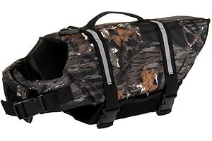 Izefia Dog Life Jacket Swimming Safety Coat Floatation Life Vest Life Saver with Handle for Small Dog Puppy Large Dog (Camouflage Dark, M)