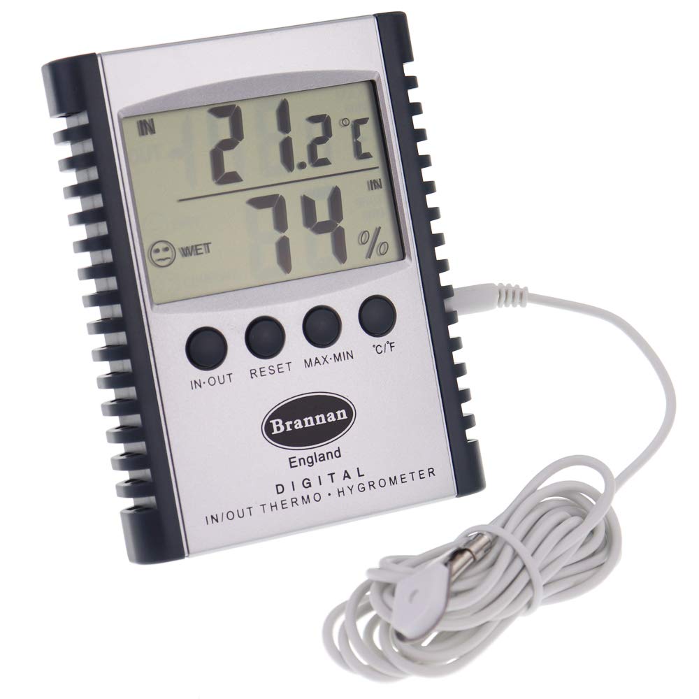 Brannan Digital Indoor Outdoor Max Min Thermometer and Indoor Hygrometer - Monitor Maximum and Minimum Temperatures and Humidity Levels Indoors Large Easy to Read Screen Weather Station