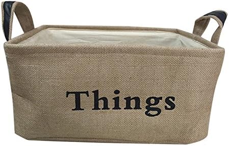 OZUZ Vintage Eco-friendly Jute Linen Square Storage Bin for Organizing Kids Toys,The toilet tissue,Books,Gift Baskets (Large 15.7" Long)