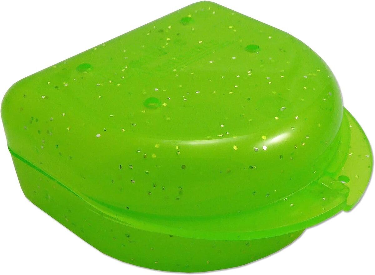 Sparkle/Glitter Gum Shield Case - Mouthguard Box for Ortho Retainers, Nightguards, Dentures (Glitter Sparkle Green)