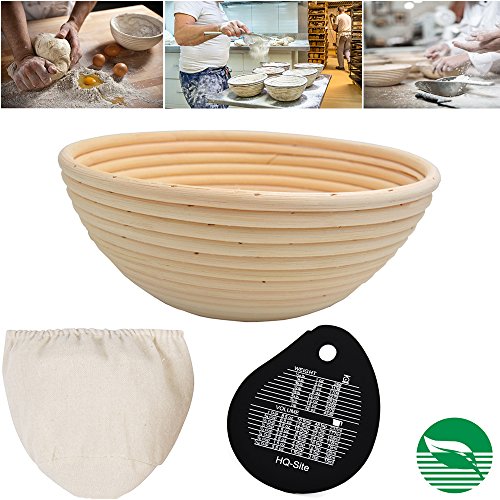8.5" inch 3 IN 1 Banneton Brotform Bread Basket Set - for Artisan Bread Making ,Rising Round Crispy Crust Baked Bread Making Dough Shape Loaf Boules with silicone Bowl Scraper and Liner