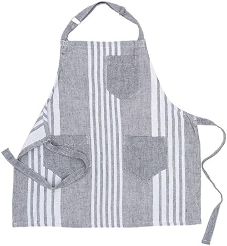 Nine Space Bali Children Stripe Cotton Kitchen Apron, Grey