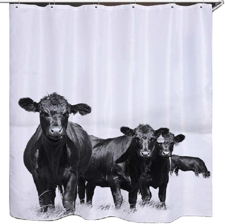 Izielad Animal Black Cattle Fabric Shower Curtain