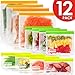 Reusable Storage Bags - 12 Pack BPA Silicone and Plastic Free (2 Reusable Freezer Gallon Bags + 4 Reusable Sandwich Bags + 6 Thick Reusable Snack Bags) Ziplock Kids Lunch Bag for Large Food baggies