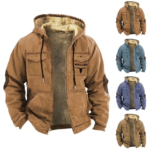 Warm Mens Fleece Jackets Full Zip Winter Fleece Jacket Mens Thermal Winter Jackets For Men With Drawstring Cotton Plain Coat With Pockets