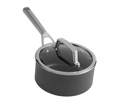 Ninja ZEROSTICK Premium Cookware 16cm Saucepan with Glass Lid, Long Lasting, Non-Stick, Hard Anodised Aluminium, Induction Compatible, Dishwasher Safe and Oven Safe to 260°C, Grey C30216UK