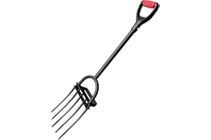 Garden Fork, Pitchforks for Digging Composting Spading, Long Hand Tiller & Cultivator - 5 Tine, 45 inches (110cm-curved Tine)