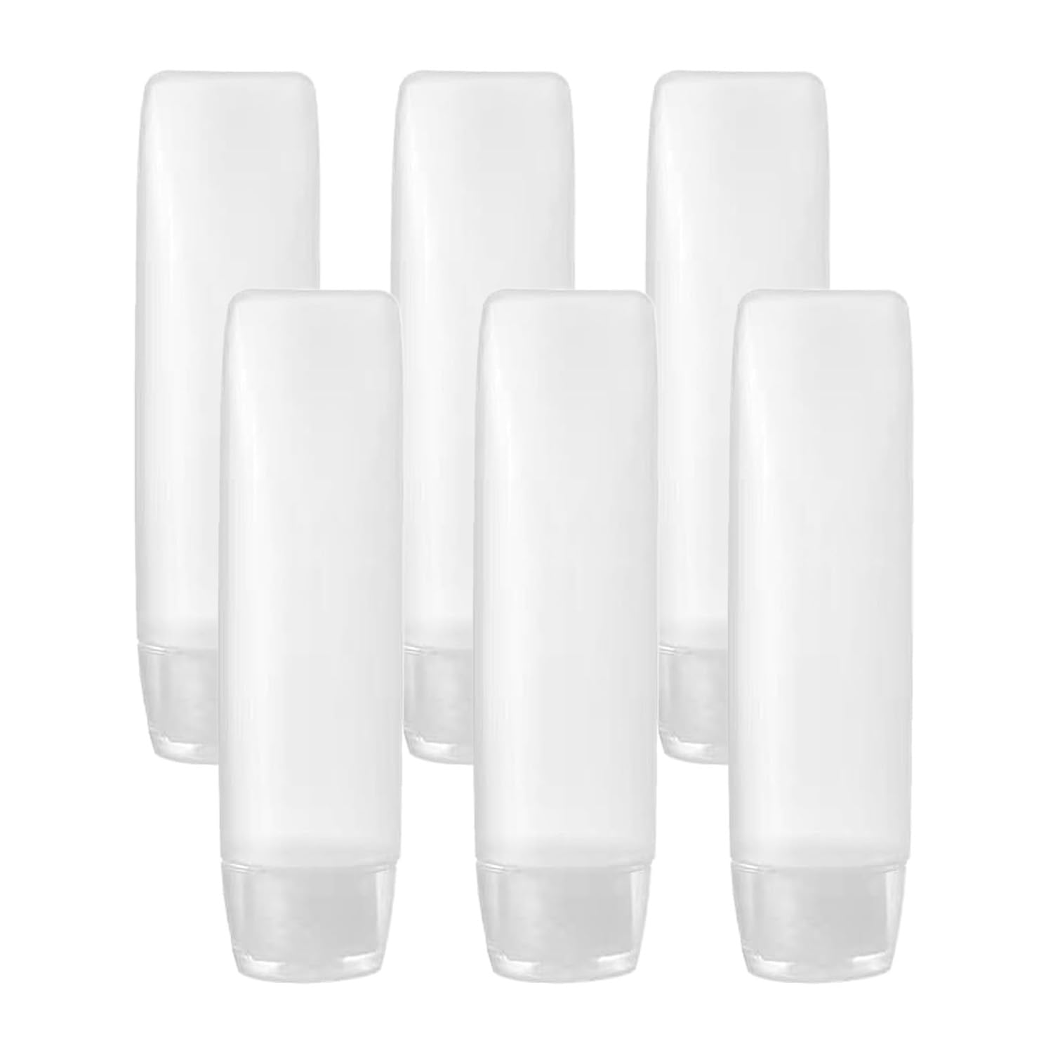 6 Pcs Clear Plastic Empty Travel Bottles Squeezable Refillable Tubes for Shampoo Lotions Creams and Cosmetics Compact and Leak Proof Design Ideal for Travel