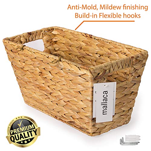 BEST CHOICE Storage Baskets Anti-Mold Mildew Stained Special Finishing Handmade of Nature Water Hyacinth, Magazine Book Toys CDs DVDs Organizer Bins 15"L x 8"W x 8.2"H by Mallaca