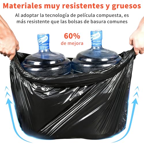 OranSee Bolsas para Basura Jumbo 70x90 cm (90 Litros), Extra Gruesas 45 Micrómetros Uso Rudo, Resistencia 30 kg para Botes Grandes, Restaurantes y Jardín, Color Negro (Paquete de 1 kg, 14 Piezas)