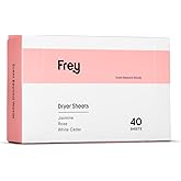 FREY Naturally Scented Dryer Sheets - Fabric Softener for Soft, Fresh & Clean Clothes (1-pack, Jasmine Rose)