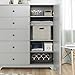 South Shore Vito Door Chest with 5 Drawers and Adjustable Shelves, Soft Gray