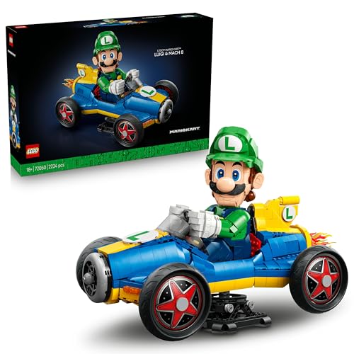 LEGO Super Mario: Mario Kart: Luigi & Turboflitzer - Nintendo Figur und Auto Modellbau fuer Erwachsene - Sammelbares Gaming Merch - Geschenkidee fuer Maenner, Frauen und Fans - 72050