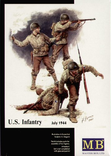 Masterbox US Infantry July 1944 Figure Model Building Kits (4 Figure) (1:35 Scale)