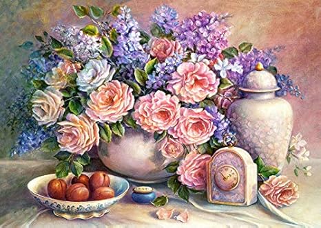 Homely Diamond Mosaic 5d Diamond Embroidery Beads Love Vase Peony