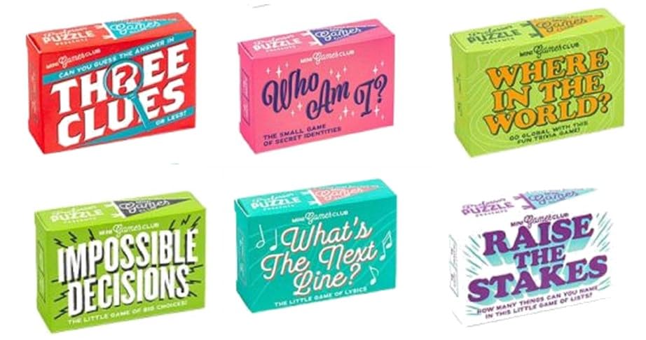 Set of 6 assorted mini games in a Matchbox - great travel size entertainment or Christmas Cracker Filler