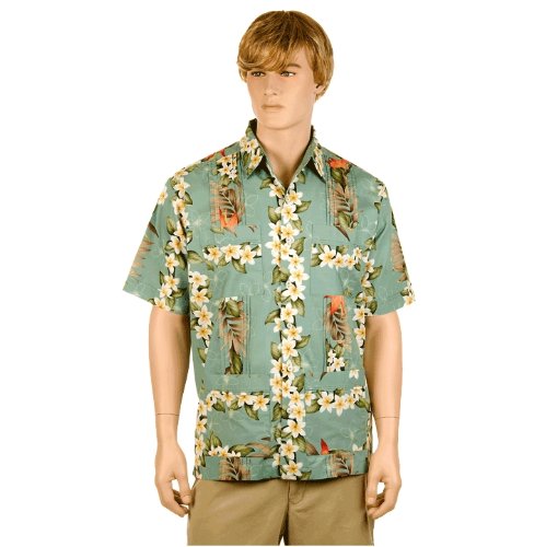 Hawaiiabera Men's Sage Bird Of Paradise Shirt