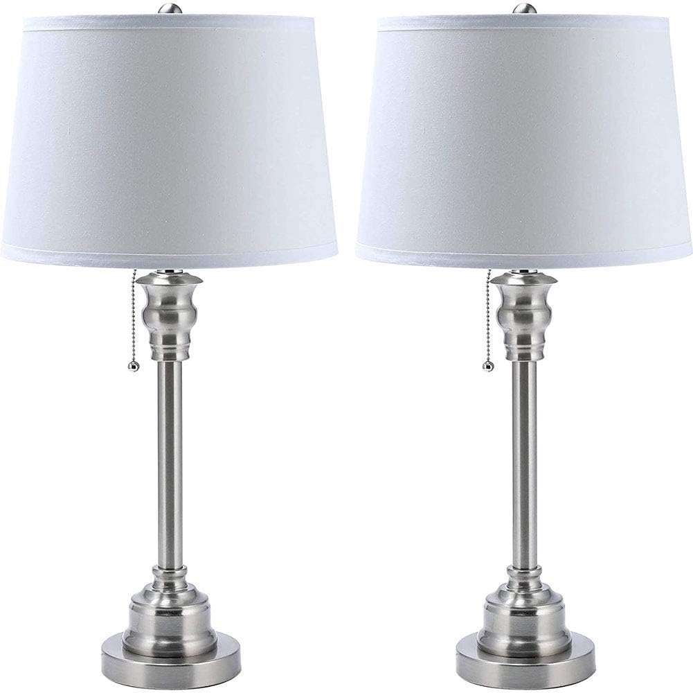 White Lamp 2 sets, modern metal lamp, brushed steel surface, 26 inches