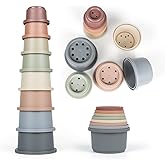 Stacking Cups Baby Toy 6-12 Months, Toddler Nesting Playset for Boys and Girls, 8PCS Stackable Bath Tools, Montessori Educati