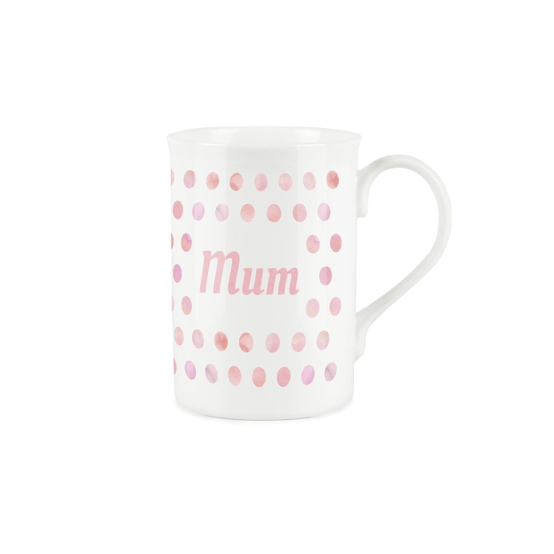 Purely Home Pink Polka Dots Spots Mum Mug - Fine Bone China Gift/Present Mug for Mum