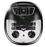 ACEVIVI Foot Spa Bath Massager with Heat and Massage and Bubble Jets, Motorized Shiatsu Massage Ball + Motorized Maize Roller + Rotatable Pedicure Stone, Red Light, Adjustable Time & Temperature,LED