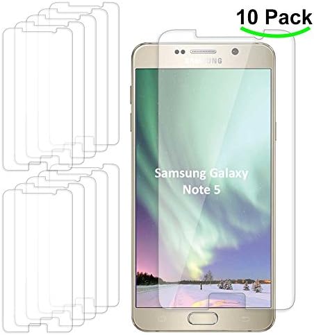 [10 Pack] Samsung Galaxy Note 5 Premium Tempered Glass Screen Protector Areion Ultra-Clear Anti-Scratch 2.5D Round Edge Bubble-Free