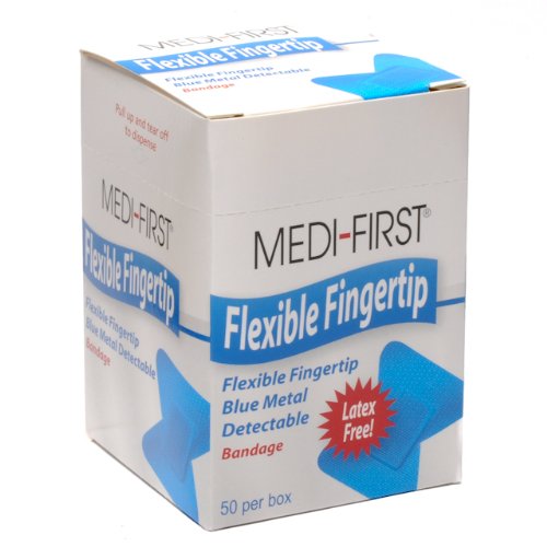 Medique Products 66050 Metal Detectable Bandages, Woven Fingertip, Blue, 50-Per Box