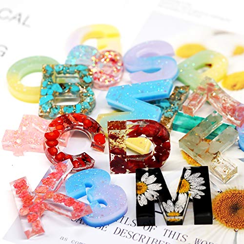 Alphabet Number Resin Molds Set SWBONBON Molds Letter Backwards Epoxy Resin Casting with Silicone Sheets and Accessories, Tools Durable for Making Jewelry Pendant and DIY Craft Keychain