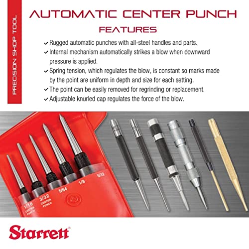 Starrett Steel Automatic Center Punch with Adjustable Stroke 51/4