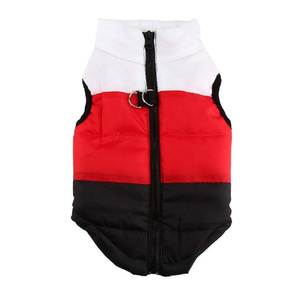 Quilted Striped color block Puffer Vest Coat for Small Pets Dogs and Cats (XL, Red Black White)