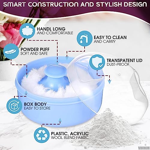 Baby Powder Container with Puff 2Pcs Body Powder Puff with Handle Bath Powder Puff and