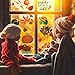 400 Pieces Fall Leaves Window Clings Stickers Thanksgiving Pumpkin Turkey Straw Hat Maple Leaves Acorns Window Stickers for Autumn Party Decorations, 3 Sheets (Style Set 2)