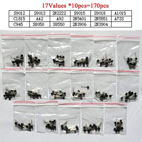 Jammas Transistor Assorted Kit S9012 S9013 2N2222 S9015 S9018 A1015 C1815 A42 A92 2N5401 2N5551 A733 C945 S8050 S8550 2N3906 2N3904