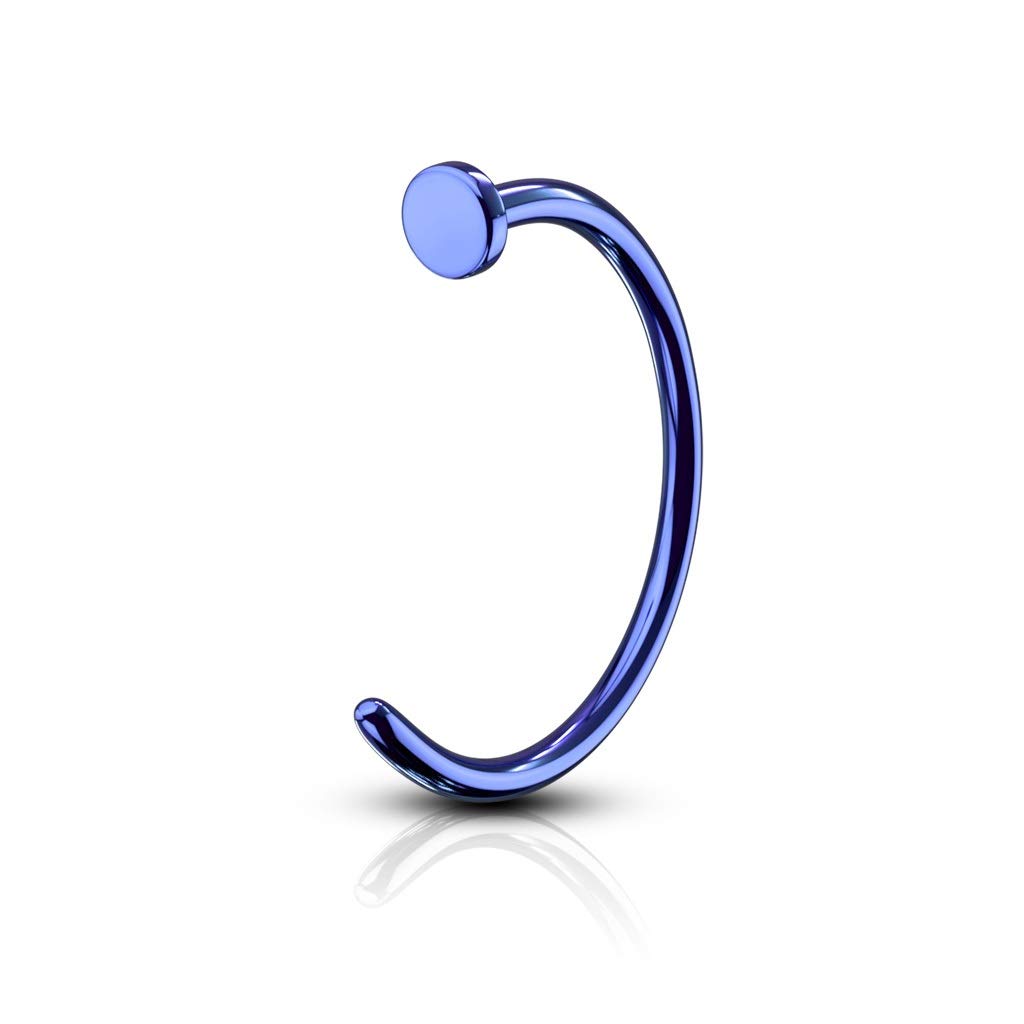 PiercedOff Titanium Blue IP over 316L Surgical Steel Nose Hoop - Thickness 20GA (0.8mm) / Diameter 8mm