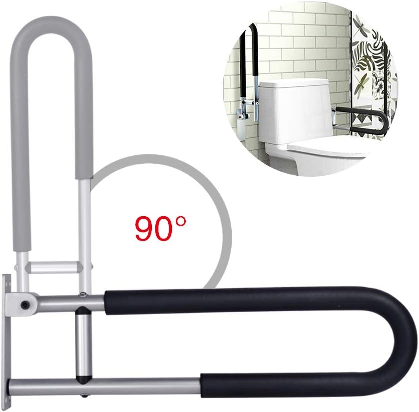 MTJKX Stainless Steel/Drop Down Rail, Bathroom Handrail Aid for Elderly and Disabled Users, Ergonomic Bathroom Grab Bar Senior Assist for Stability, Toilet Safety Handle