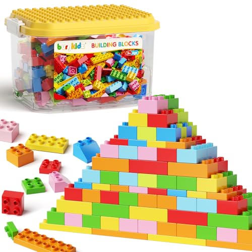 150 Pieces Classic Big Building Blocks with Storage Box, Large Toddler Blocks, Compatible with Most Major Brands, STEM Toy Gift Big Bricks, Building Blocks for Toddlers 3-5, Kids Blocks for All Ages