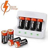 Rechargeable RCR123A Arlo Batteries(8pcs) and Charger, Hixon 700mAh RCR123A Protected Li-ion Battery and Quick Charger for Arlo HD Security Cameras, UN CE Certified