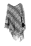 G2 Chic Women's Knit and Faux Fur Poncho with Fringe