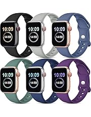 [6 Pack] SNBLK Compatible with Apple Watch Bands 45mm 44mm 42mm 41mm 40mm 38mm, Soft Silicone Sport Wristbands Replacement Strap Compatible for iWatch Series 7 6 5 4 3 2 1 SE