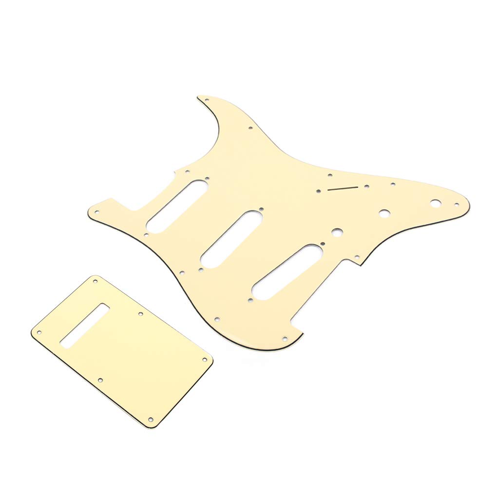 Alnicov 11 Hole Stratocaster Pickguard Sss Guitar Pick Guard Back Plate For Fender Standard Strat Guitar Replacement,Cream
