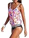 Mumentfienlis Womens Padded Two Piece Pattern Printed Tankini Swimsuit Bathing Suit Size XXL Pink2