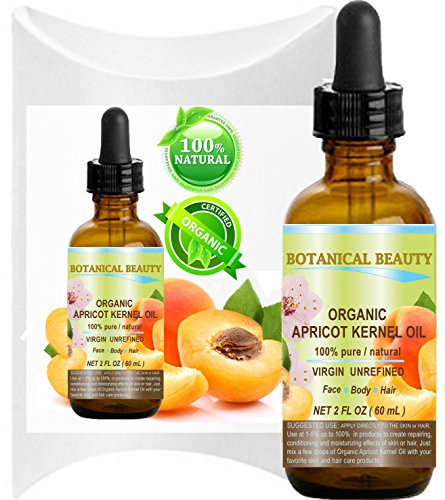 ORGANIC APRICOT KERNEL OIL Australian. 100% Pure / Virgin / Unrefined Cold Pressed Carrier Oil. 2 oz-60 ml. For Face, Hair and Body