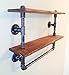 Industrial Retro Wall Mount Pipe Bathroom Shelf,Bathroom Towel,Cloth Holder,Reclaimed Wood Pipe Shelf Pipe Shelves and Towel Holder,Floating Shelves,Bathroom Decor,Towel Storage, Towel Rack (2 Tier)