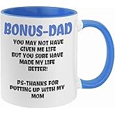 Fatbaby Bonus Dad Coffee Mug,Funny Coffee Mug Gifts for Step Dad from Daughter Son Stepdaughter,Father's Day Birthday Christmas Gifts for Stepdad