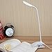 LED Desk Lamp, ZHOPPY Dimmable Clip On Bedside Lamp Table Lights with Clip-On Clamp - Reading Book Light, Eye-care, Portable, USB Rechargeable, Gooseneck Tube Touch Control Light (White)