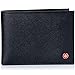 Alpine Swiss Mens Leather Wallet 2-In-1 Bifold Flip up Removable Card Case Crosshatch Black