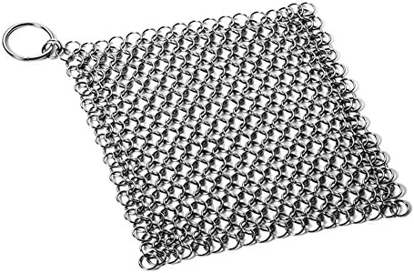 Ziiyan 7"x7" Cast Iron Cleaner Stainless Steel Chainmail Scrubber